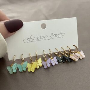 Butterfly Huggies Earring Set | Elegant Gold-Tone Hoops
