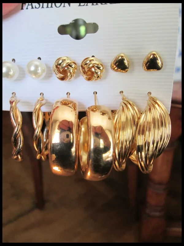 Irregular Faux Crystal Dangle Ear Stud Earrings Set