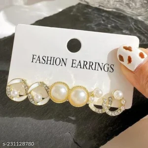 Pearl Hoop & Stud Earrings Set | Stylish Korean Design
