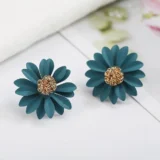 green flora earrings