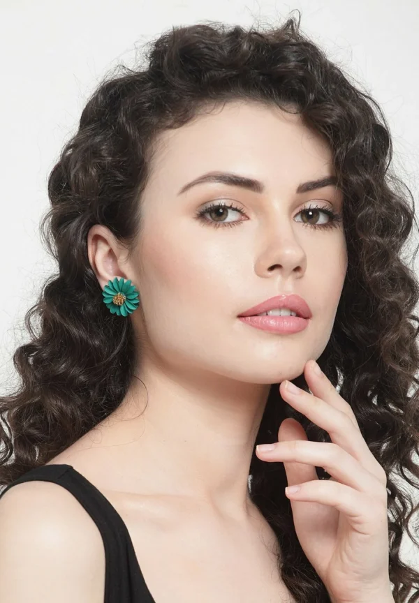 Green Flower Earrings
