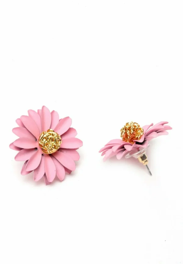 Pink flower studs