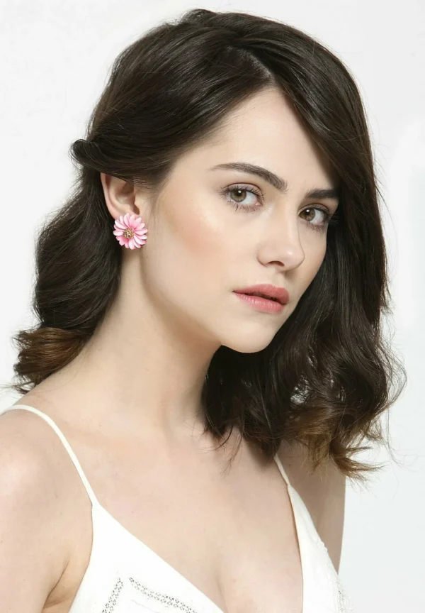 Modish Sunflower Pink Earrings