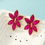Rhinestone Flower Drop Earrings | Elegant Court-Inspired