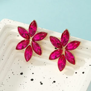 Rhinestone Flower Drop Earrings | Elegant Court-Inspired