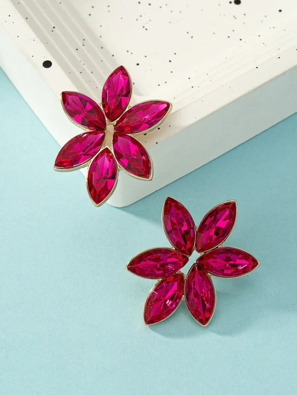 Rhinestone Flower Drop Earrings | Elegant Court-Inspired