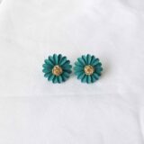 Green Floral Studs