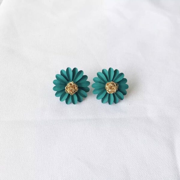 Green Floral Studs