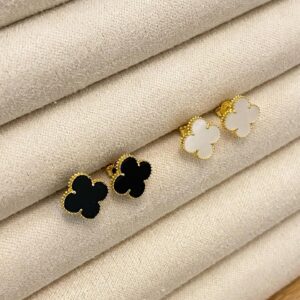 Black & Gold Flower Earrings