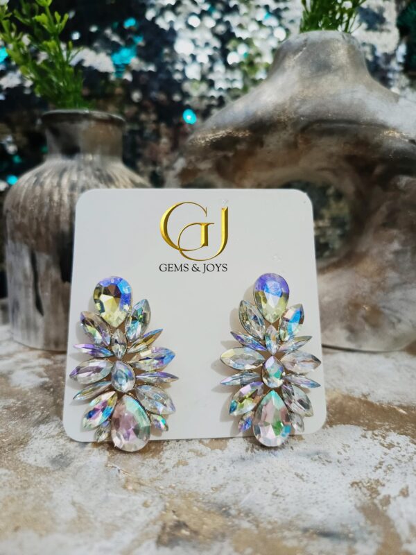 Colorful Gold Rhinestone Dangle Earrings