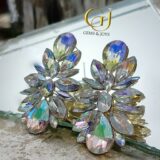 Colorful Gold Rhinestone Dangle Earring