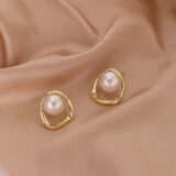 Pearl Gold Foiled Earrings | Elegant Dangling Statement