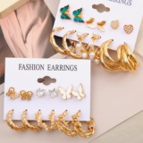 12 Pairs Vintage Butterfly Hoop Earrings Set for Women.