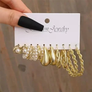 5 Pairs Stylish Trendy Earrings Set for Women & Girls
